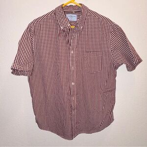croft & barrow Men's Red and White Gingham Short Sleeve Button-Down Shirt